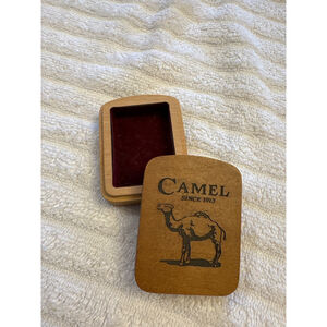 Vintage Camel Wooden Trinket Box Felt Lined Tobacco Advertising Collectible